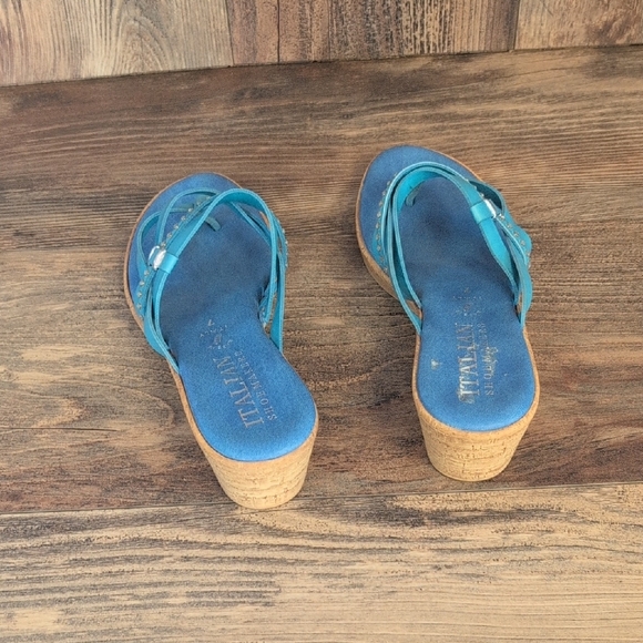 Italian Shoemakers Blue Studded Sandals 7 - Picture 3 of 8
